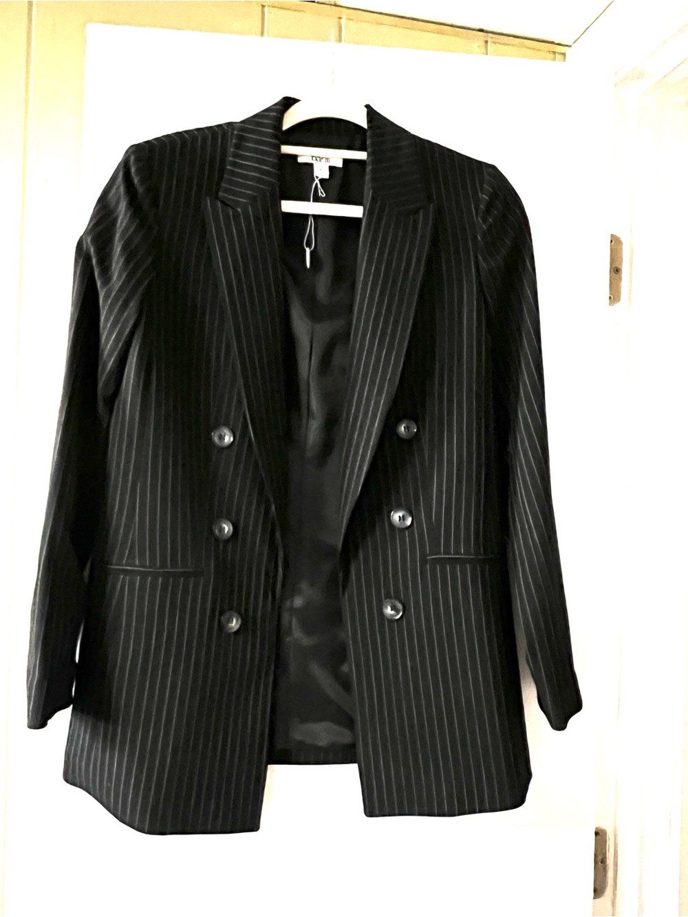 Bar III Black Pinstripe Double-Breasted Blazer - Picture 10 of 13